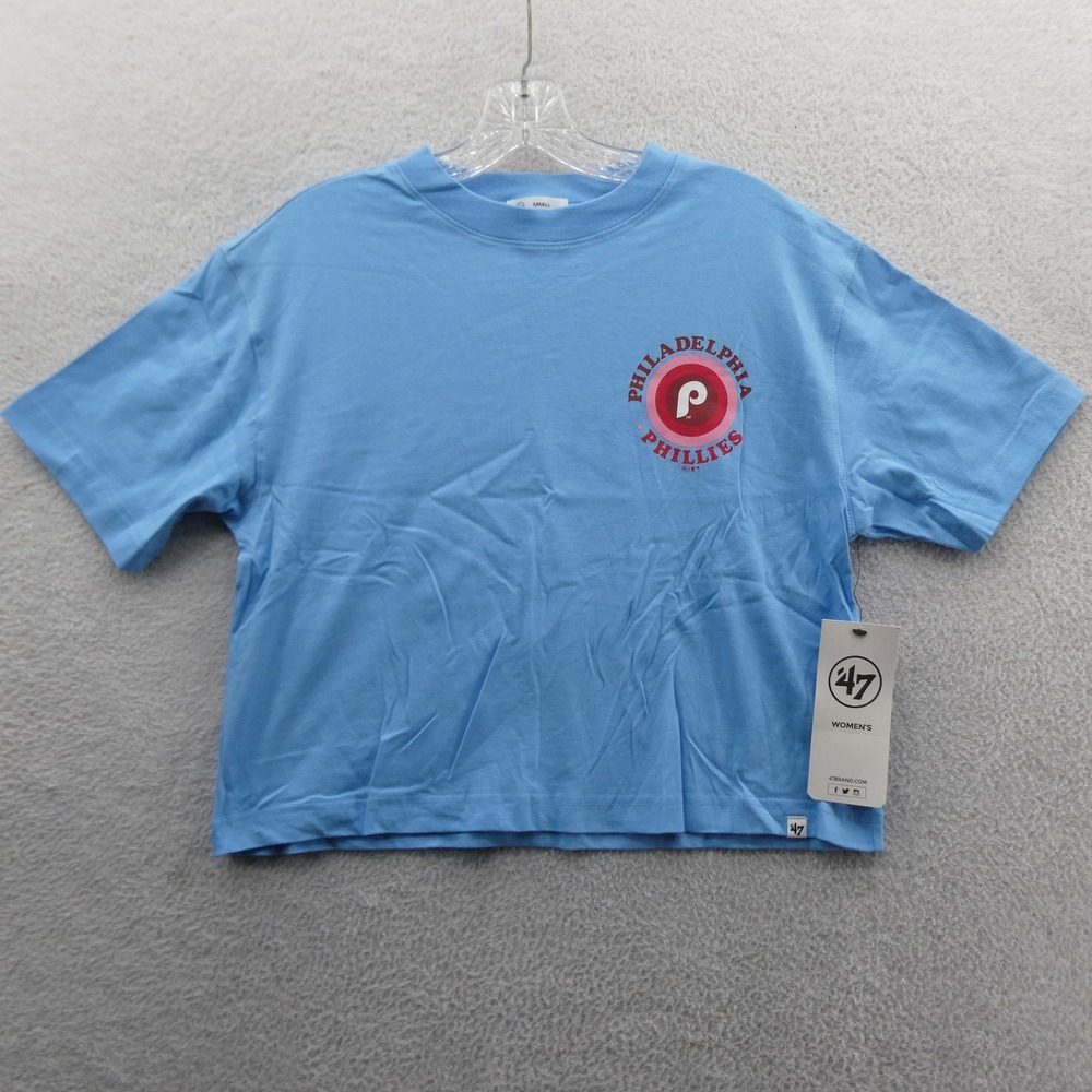 47 Brand Philadelphia Phillies Shirt Womens Small Blue Short Sleeve Cotton MLB